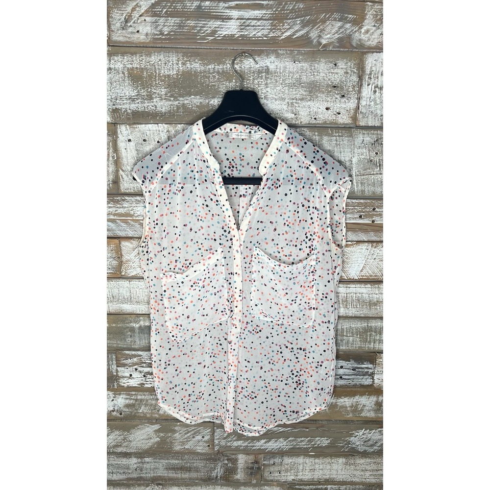 Zara Trafaluc womens sleeveless polka dot blouse XS